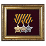 Полный комплект орденов Славы (I, II, III степени), вариант 2 профессиональный муляж