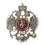 Значок «Россия» (с хрусталём Swarovski) серебряный