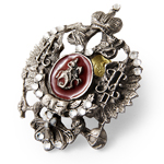 Значок «Россия» (с хрусталём Swarovski) серебряный